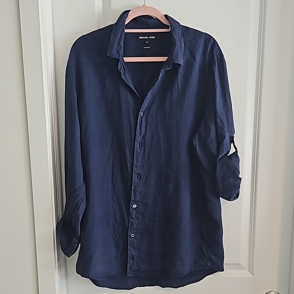 Michael Kors Navy Blue Men's Shirt  XL